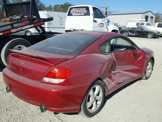 KMHHM65D45U185574 - 2005 HYUNDAI TIBURON BURGUNDY photo 4