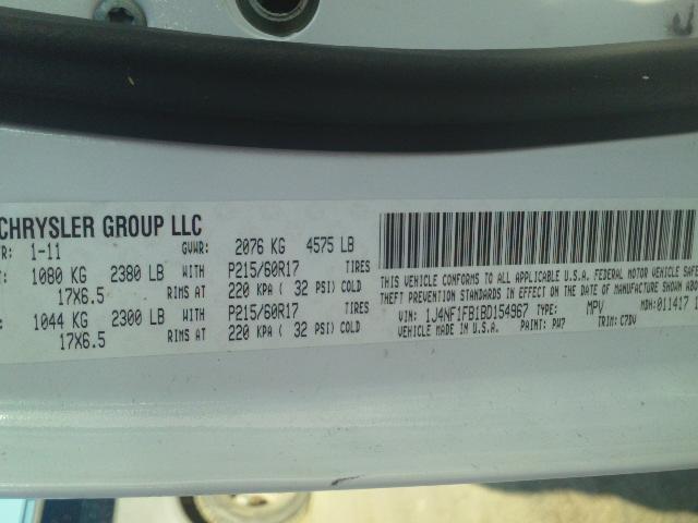 1J4NF1FB1BD154967 - 2011 JEEP COMPASS SP WHITE photo 10