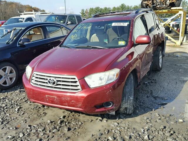 JTEES41A092129920 - 2009 TOYOTA HIGHLANDER RED photo 2