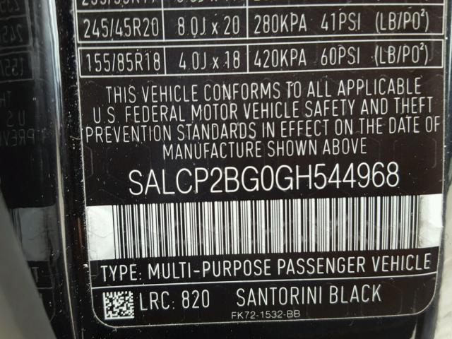 SALCP2BG0GH544968 - 2016 LAND ROVER DISCOVERY BLACK photo 10