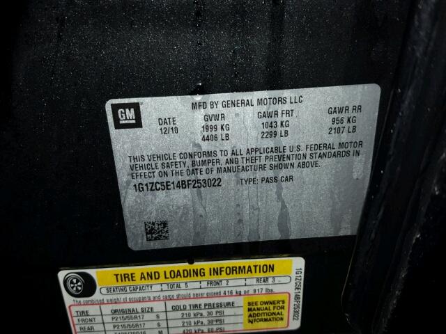 1G1ZC5E14BF253022 - 2011 CHEVROLET MALIBU 1LT BLACK photo 10