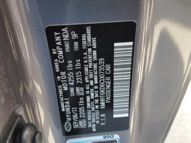 KMHHT6KD6CU073539 - 2012 HYUNDAI GENESIS CO GRAY photo 10