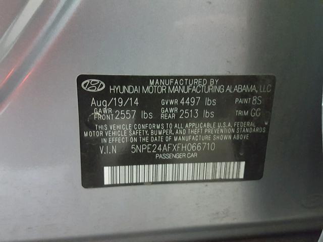 5NPE24AFXFH066710 - 2015 HYUNDAI SONATA SE SILVER photo 10