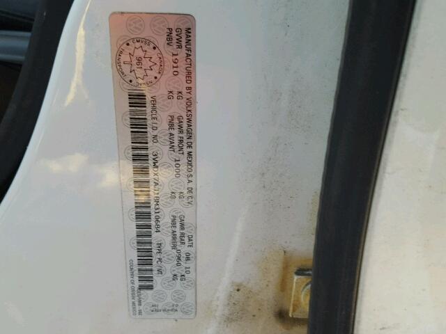 3VWDX7AJ1BM310684 - 2011 VOLKSWAGEN JETTA SE Ağ foto 10