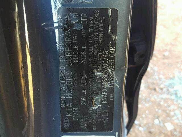 KNAFX4A68E5200745 - 2014 KIA FORTE LX BLUE photo 10