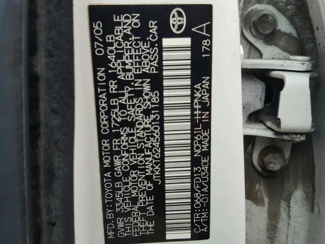 JTKKT624560131185 - 2006 TOYOTA SCION XA WHITE photo 10