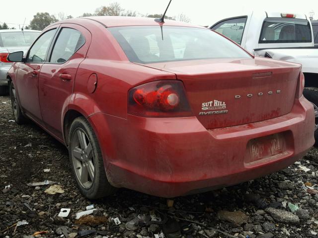 1C3CDZAB8DN535404 - 2013 DODGE AVENGER SE RED photo 3