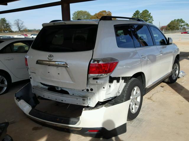 5TDZK3EH9CS075086 - 2012 TOYOTA HIGHLANDER WHITE photo 4