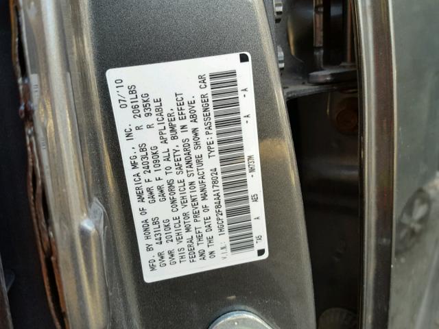 1HGCP2F84AA178024 - 2010 HONDA ACCORD EXL Boz foto 10