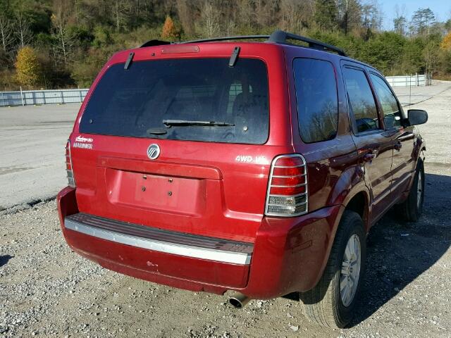 4M2YU571X6KJ14078 - 2006 MERCURY MARINER MAROON photo 4