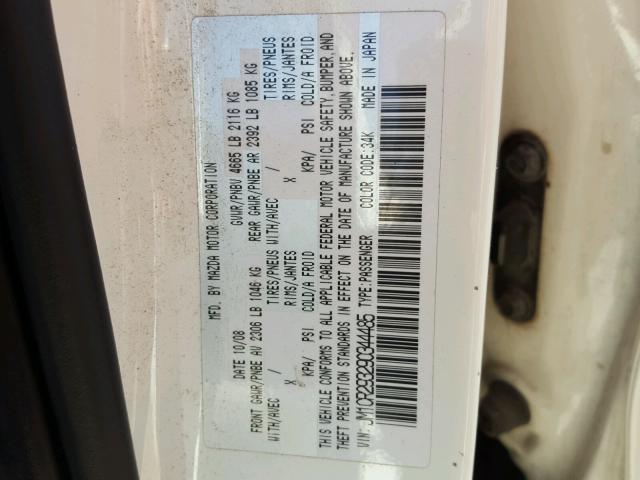 JM1CR293290344485 - 2009 MAZDA 5 WHITE photo 10