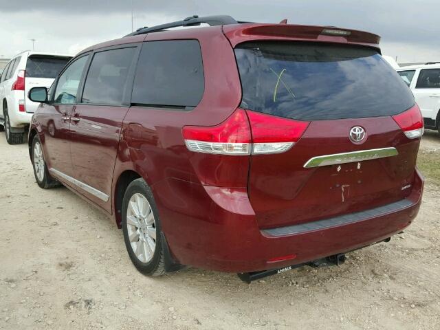 5TDYK3DC0DS287801 - 2013 TOYOTA SIENNA XLE MAROON photo 3