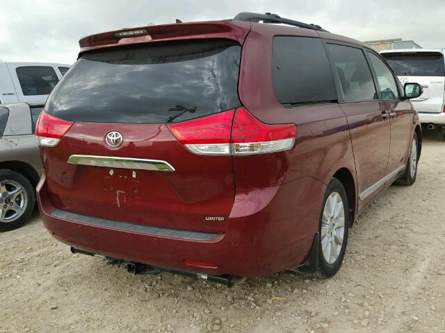 5TDYK3DC0DS287801 - 2013 TOYOTA SIENNA XLE MAROON photo 4