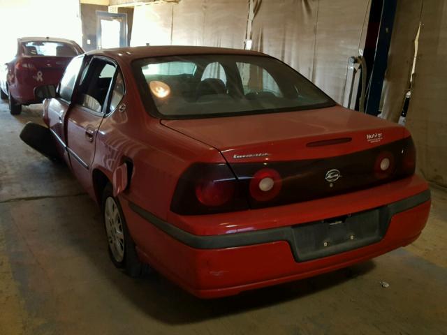 2G1WF55E829370950 - 2002 CHEVROLET IMPALA RED photo 3