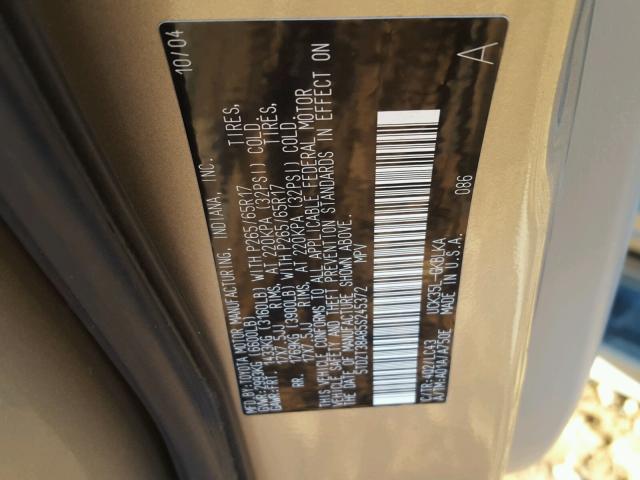 5TDZT38A85S245372 - 2005 TOYOTA SEQUOIA LI GOLD photo 10