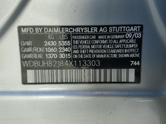 WDBUH82J84X113303 - 2004 MERCEDES-BENZ E 320 4MAT SILVER photo 10