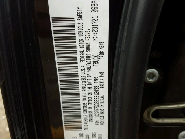 1C6RR7GG3ES312499 - 2014 RAM 1500 SLT BLACK photo 10