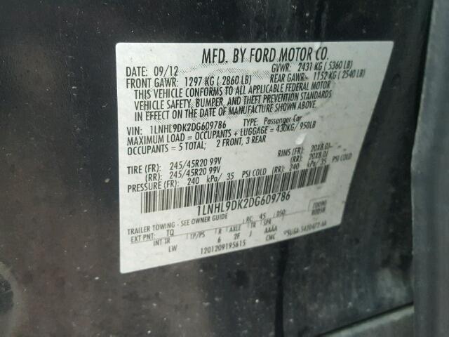 1LNHL9DK2DG609786 - 2013 LINCOLN MKS BLUE photo 10