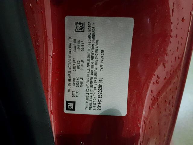 2G1FC1E39E9201010 - 2014 CHEVROLET CAMARO LT RED photo 10