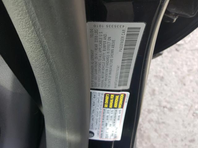 WVWTU63B35E076341 - 2005 VOLKSWAGEN PASSAT GLX BLACK photo 10