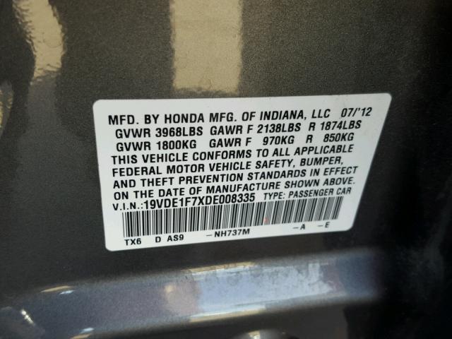 19VDE1F7XDE008335 - 2013 ACURA ILX 20 TEC GRAY photo 10