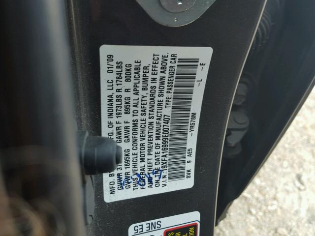 19XFA16999E007407 - 2009 HONDA CIVIC EXL Qəhvəyi foto 10