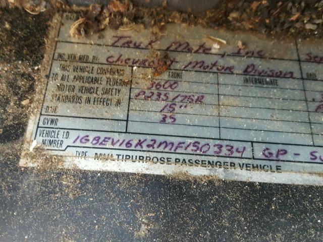 1GBEV16K2MF150334 - 1991 CHEVROLET SUBURBAN V TWO TONE photo 10