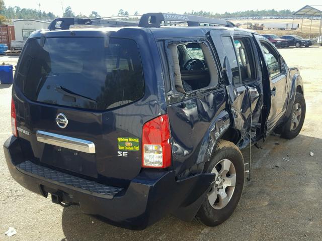 5N1AR18U57C627918 - 2007 NISSAN PATHFINDER BLUE photo 4