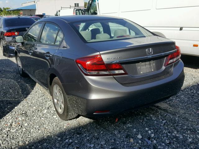 19XFB2F54DE025192 - 2013 HONDA CIVIC LX GRAY photo 3