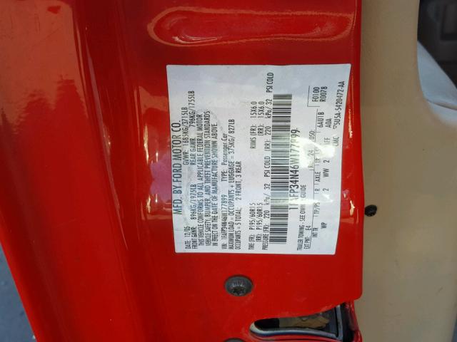 1FAFP34N46W177899 - 2006 FORD FOCUS ZX4 RED photo 10