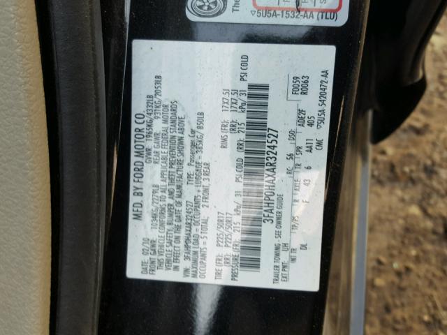 3FAHP0HAXAR324527 - 2010 FORD FUSION SE CHARCOAL photo 10