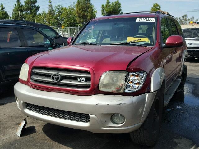 5TDBT44A42S078016 - 2002 TOYOTA SEQUOIA SR MAROON photo 2