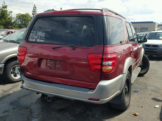 5TDBT44A42S078016 - 2002 TOYOTA SEQUOIA SR MAROON photo 4