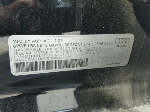 WAUKH74F46N107943 - 2006 AUDI A6 AVANT Q BLACK photo 10