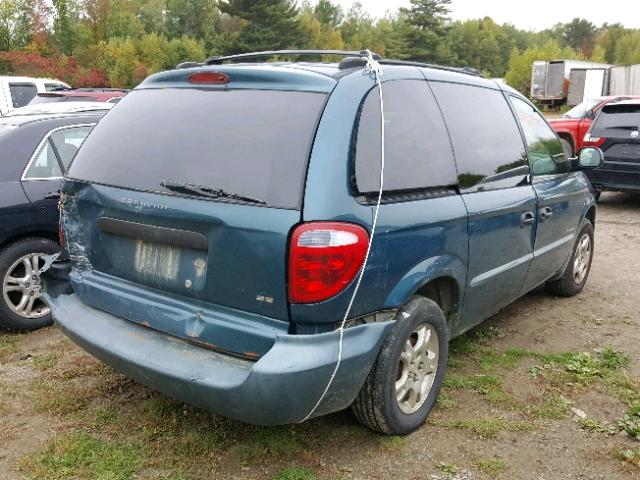 1B8GP25321B149861 - 2001 DODGE CARAVAN SE TEAL photo 4