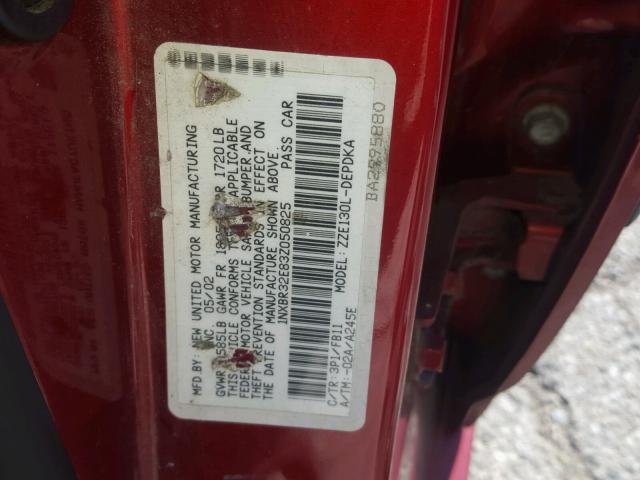 1NXBR32E83Z050825 - 2003 TOYOTA COROLLA CE RED photo 10