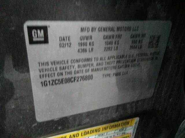 1G1ZC5E08CF276800 - 2012 CHEVROLET MALIBU 1LT 棕色 照片 10