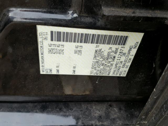 1N4AL2AP9CC112873 - 2012 NISSAN ALTIMA BAS BLACK photo 10