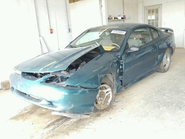 1FALP4043VF158393 - 1997 FORD MUSTANG GREEN photo 2