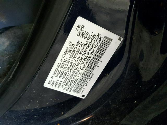 5FNRL38766B119599 - 2006 HONDA ODYSSEY EX BLUE photo 10