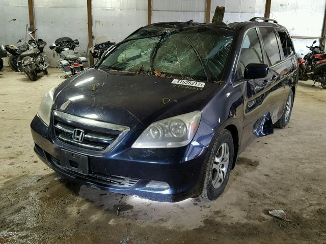 5FNRL38766B119599 - 2006 HONDA ODYSSEY EX BLUE photo 2