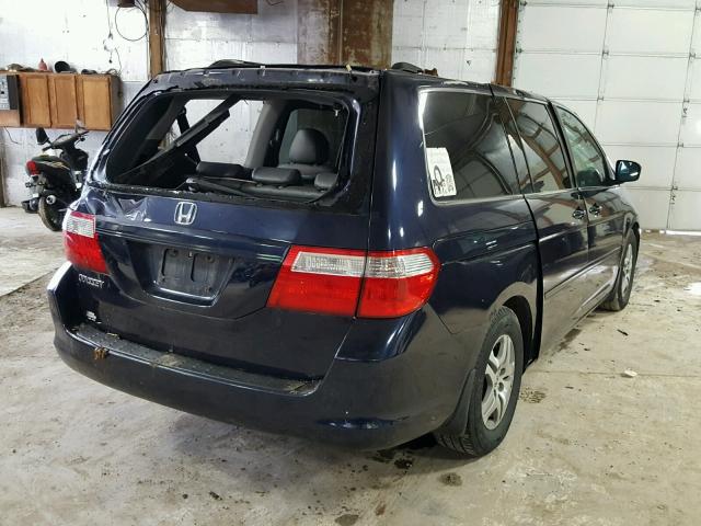 5FNRL38766B119599 - 2006 HONDA ODYSSEY EX BLUE photo 4