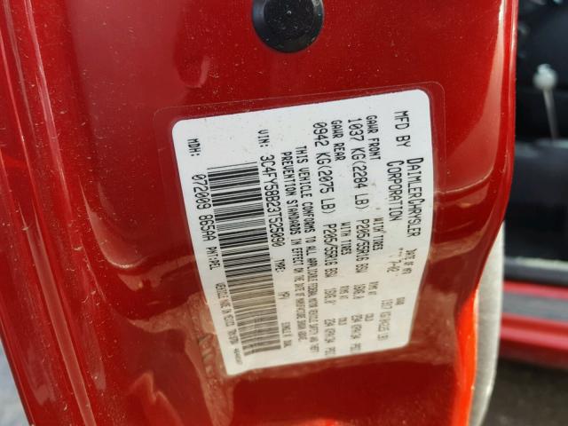 3C4FY58B23T525090 - 2003 CHRYSLER PT CRUISER RED photo 10