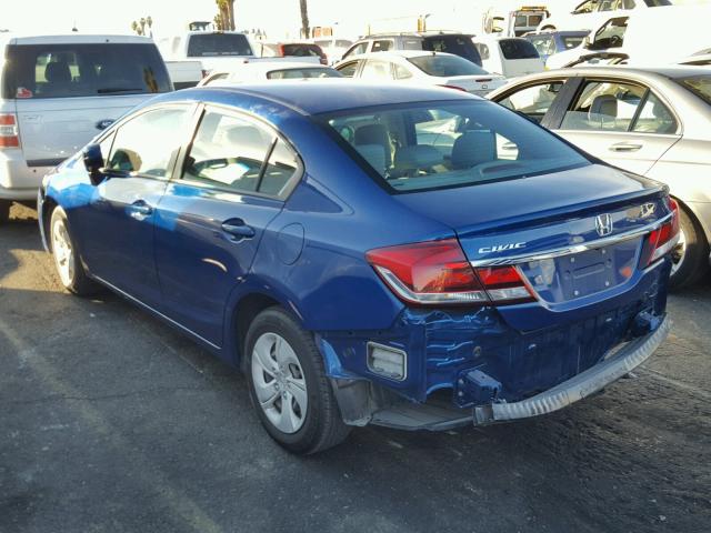 19XFB2F58EE263547 - 2014 HONDA CIVIC LX BLUE photo 3