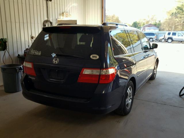 5FNRL387X7B015473 - 2007 HONDA ODYSSEY EX BLUE photo 4