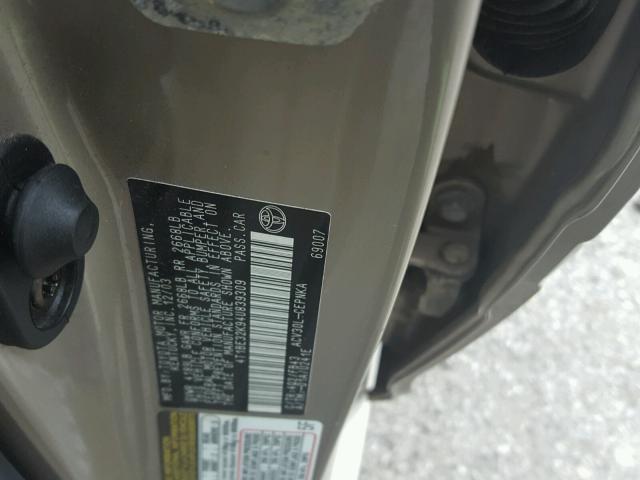 4T1BE32K94U839309 - 2004 TOYOTA CAMRY LE 棕色 照片 10