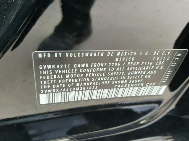 3VWDX7AJ7DM387823 - 2013 VOLKSWAGEN JETTA SE BLACK photo 10