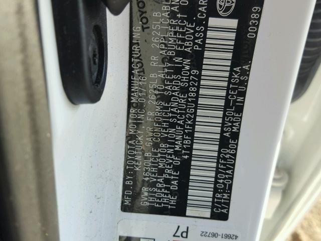 4T1BF1FK2GU188279 - 2016 TOYOTA CAMRY LE 白色 照片 8