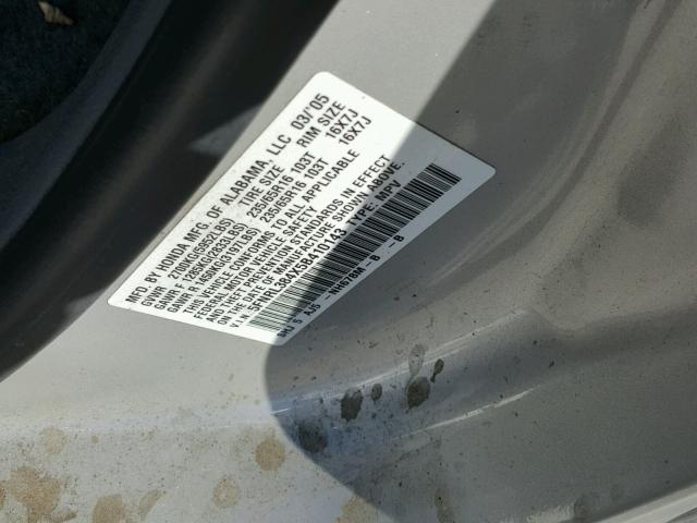 5FNRL384X5B410143 - 2005 HONDA ODYSSEY EX GOLD photo 10