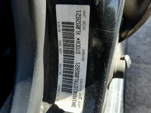 3N1AB41D7XL092621 - 1999 NISSAN SENTRA BAS BLACK photo 10